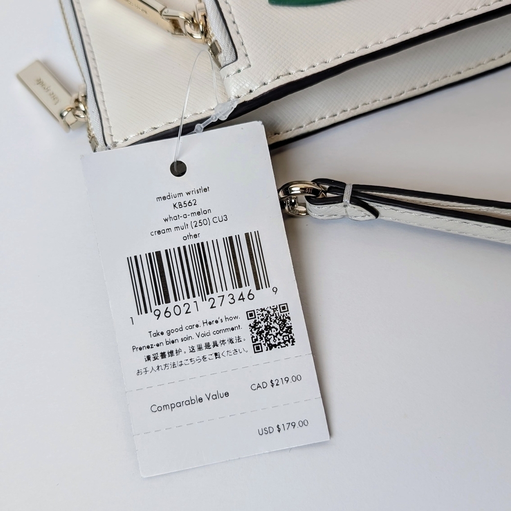 Kate Spade What-a-Melon Medium Wristlet Cream Watermelon Print NWT Coquette - Picture 3 of 11